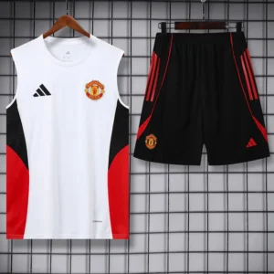Manchester United 2025/26 White Black Sleeveless Shorts - Front View | KFCOOL