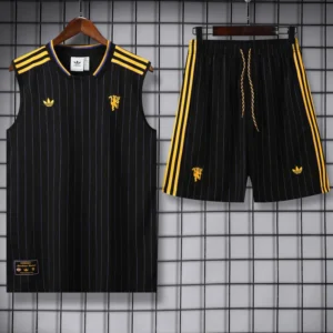 Manchester United 2025/26 Black Yellow Sleeveless Shorts - Front View Manchester United 2025/26 Black Yellow Sleeveless Shorts - Front View | KFCOOL