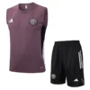 Manchester United 2025/26 Grey Purple Sleeveless Shorts - Front View Manchester United 2025/26 Grey Purple Sleeveless Shorts - Front View | KFCOOL