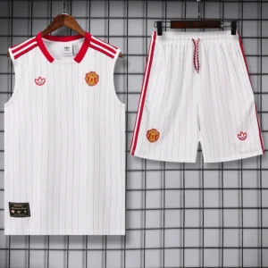 Manchester United 2025/26 White Sleeveless Shorts - Front View | KFCOOL