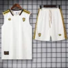 Manchester United 2025/26 White Yellow Sleeveless Shorts - Front View Manchester United 2025/26 White Yellow Sleeveless Shorts - Front View | KFCOOL