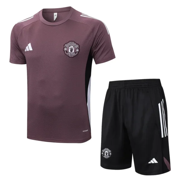 Manchester United 2025/26 Grey Purple Training Short Suit - Front View | KFCOOL