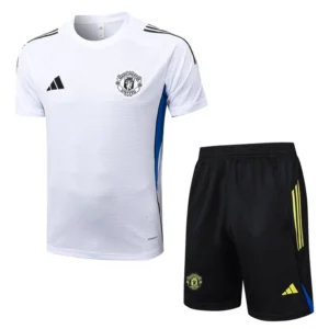 Manchester United 2025/26 White Blue Training Short Suit - Front View | KFCOOL