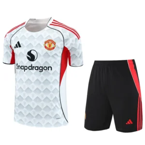 Manchester United 2025/26 White Grey Training Short Suit - Front View | KFCOOL