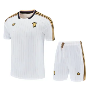 Manchester United 2025/26 White Yellow Training Short Suit - Front View | KFCOOL