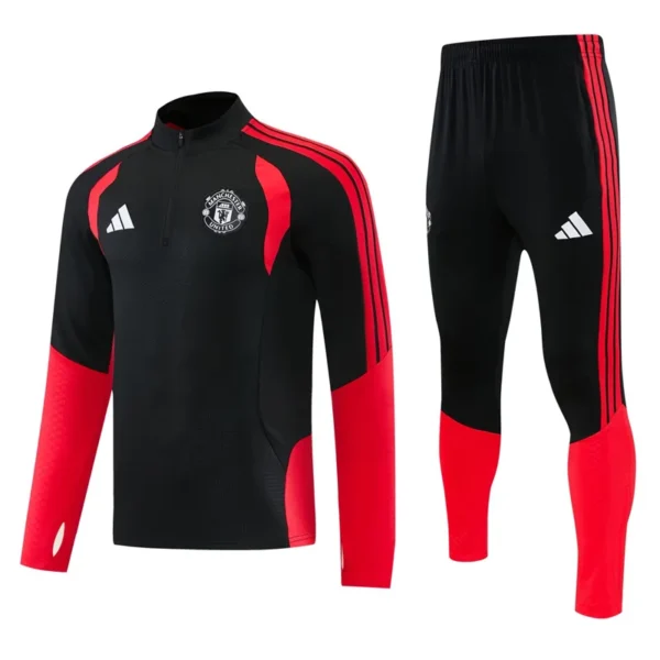 Manchester United 2026/27 Black Red Half Pull Tracksuit - Front View | KFCOOL