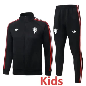 Manchester United 2026/27 Black Kids Jacket Tracksuit - Front View | KFCOOL