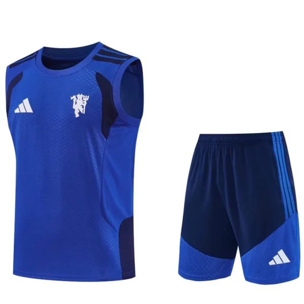 Manchester United 2026/27 Blue Black Sleeveless Shorts - Front View Manchester United 2026/27 Blue Black Sleeveless Shorts - Front View | KFCOOL