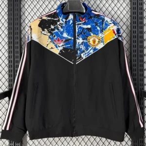 Manchester United 2026/27 Black White Windbreaker - Front View | KFCOOL