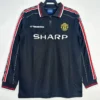 Manchester United 1998/99 Retro Black Long Sleeve Jersey Fan Version - Front View | KFCOOL