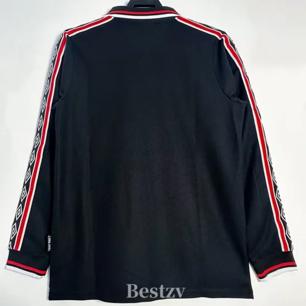 Manchester United 1998/99 Retro Black Long Sleeve Jersey Fan Version - Back View | KFCOOL