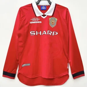 Manchester United 1999/00 Retro Home Long Sleeve Jersey Fan Version - Front View | KFCOOL