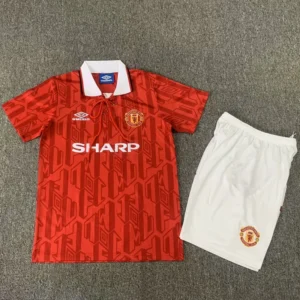 Manchester United 1992/94 Retro Home Kids Kit Fan Version - Front View Manchester United 1992/94 Retro Home Kids Kit Fan Version - Front View | KFCOOL