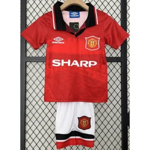 Manchester United 1994/96 Retro Home Kids Kit Fan Version - Front View Manchester United 1994/96 Retro Home Kids Kit Fan Version - Front View | KFCOOL