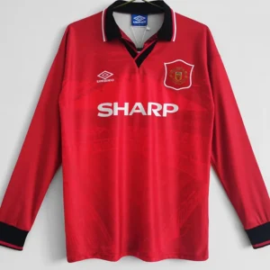 Manchester United 1994/96 Retro Home Long Sleeve Jersey Fan Version - Front View Manchester United 1994/96 Retro Home Long Sleeve Jersey Fan Version - Front View | KFCOOL