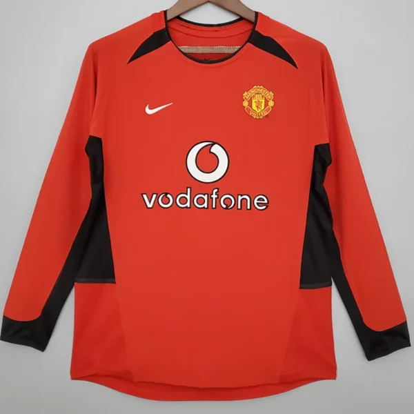 Manchester United 2002/04 Retro Home Long Sleeve Jersey Fan Version - Front View Manchester United 2002/04 Retro Home Long Sleeve Jersey Fan Version - Front View | KFCOOL