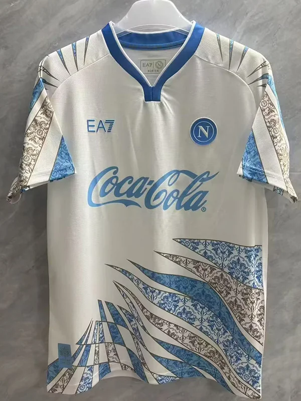 Napoli 2025/26 White Blue Training Shirt - Front View | KFCOOL