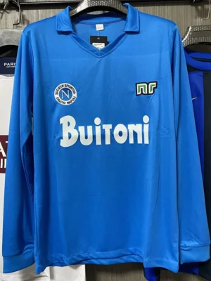 Napoli 1986/87 Retro Home Long Sleeve Jersey Fan Version - Front View Napoli 1986/87 Retro Home Long Sleeve Jersey Fan Version - Front View | KFCOOL