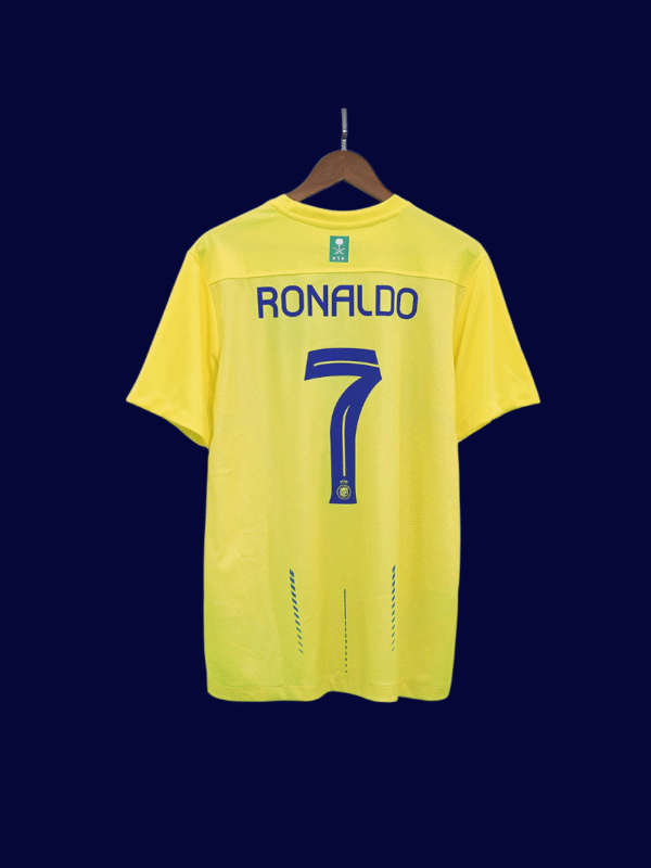 Cristiano Ronaldo #7 Al Nassr 2023/24 Home Jersey Fan Version - Back View Cristiano Ronaldo #7 Al Nassr 2023/24 Home Jersey Fan Version - Back View | KFCOOL
