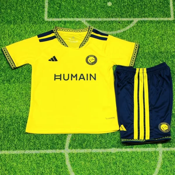 Al Nassr 2026/27 Home Kids Kit Fan Version - Front View | KFCOOL