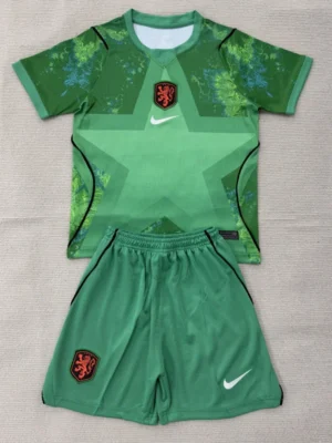 Netherlands 2026/27 Goalkeeper Green Kids Kit Fan Version - Front View | KFCOOL