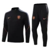 Netherlands 2026/27 Black Half Pull Tracksuit - Front View | KFCOOL
