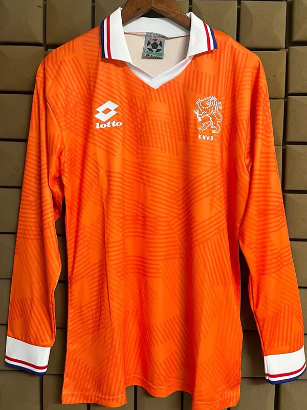 Netherlands 1993/94 Retro Home Long Sleeve Jersey Fan Version - Front View Netherlands 1993/94 Retro Home Long Sleeve Jersey Fan Version - Front View | KFCOOL