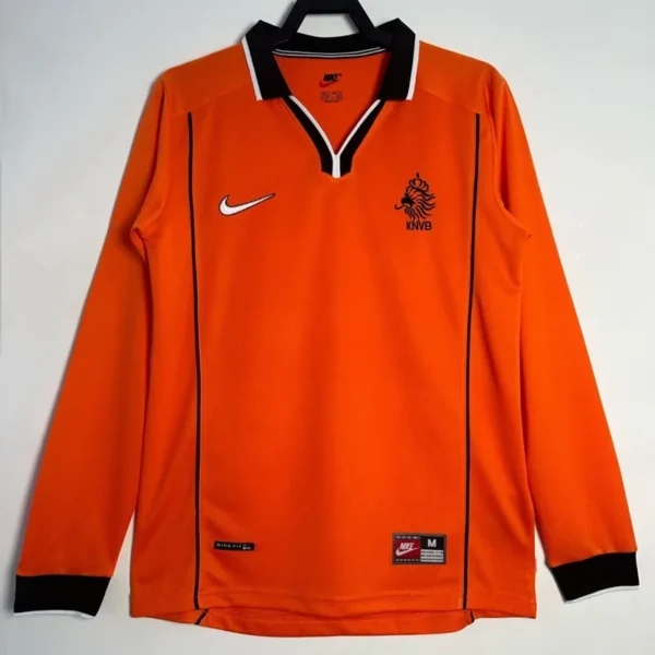 Netherlands 1998/99 Retro Home Long Sleeve Jersey Fan Version - Front View Netherlands 1998/99 Retro Home Long Sleeve Jersey Fan Version - Front View | KFCOOL