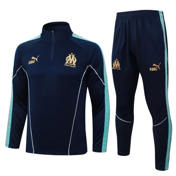 Marseille 2025/26 Half Pull Tracksuit - Front View - KFCool – Football Jerseys & Soccer Kits Store Marseille 2025/26 Half Pull Tracksuit - Front View | KFCOOL
