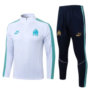 Marseille 2025/26 White Half Pull Tracksuit - Front View Marseille 2025/26 White Half Pull Tracksuit - Front View | KFCOOL