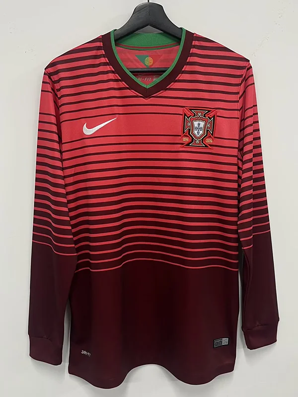 Portugal 2014/15 Retro Home Long Sleeve Jersey Fan Version - Front View | KFCOOL