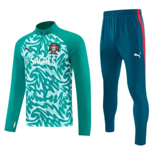 Portugal 2026/27 Green White Half Pull Tracksuit - Front View Portugal 2026/27 Green White Half Pull Tracksuit - Front View | KFCOOL