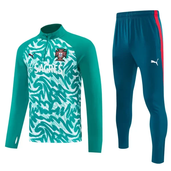 Portugal 2026/27 Green White Half Pull Tracksuit - Front View | KFCOOL