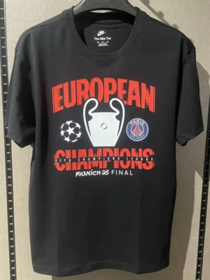 PSG 2025 Black T-Shirt - Front View PSG 2025 Black T-Shirt - Front View | KFCOOL