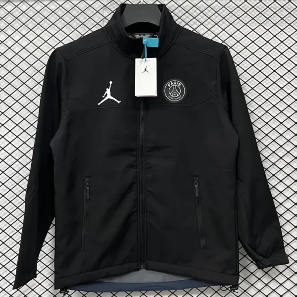 PSG 2025/26 Black Outdoor Jacket - Front View | KFCOOL