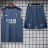 PSG 2025/26 Grey Sleeveless Shorts - Front View | KFCOOL