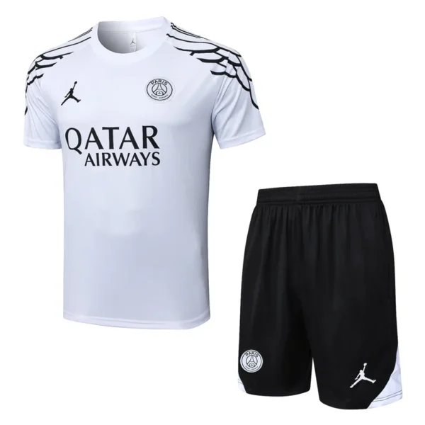 PSG 2025/26 Black White Training Short Suit - Front View | KFCOOL