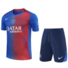 PSG 2025/26 Blue Red Training Short Suit - Front View | KFCOOL
