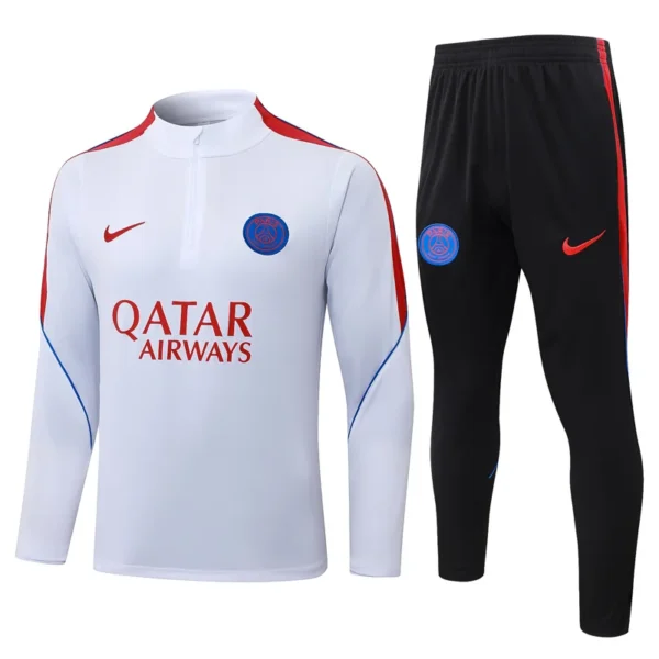 PSG 2026/27 White Red Half Pull Tracksuit - Front View - KFCool – Football Jerseys & Soccer Kits Store PSG 2026/27 White Red Half Pull Tracksuit - Front View | KFCOOL