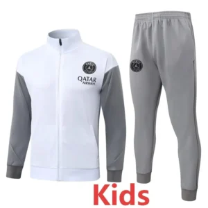 PSG 2026/27 White Kids Jacket Tracksuit - Front View | KFCOOL