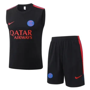 PSG 2026/27 Black Red Sleeveless Shorts - Front View | KFCOOL