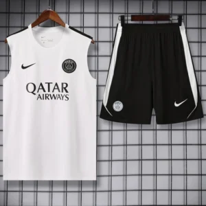 PSG 2026/27 White Sleeveless Shorts - Front View PSG 2026/27 White Sleeveless Shorts - Front View | KFCOOL