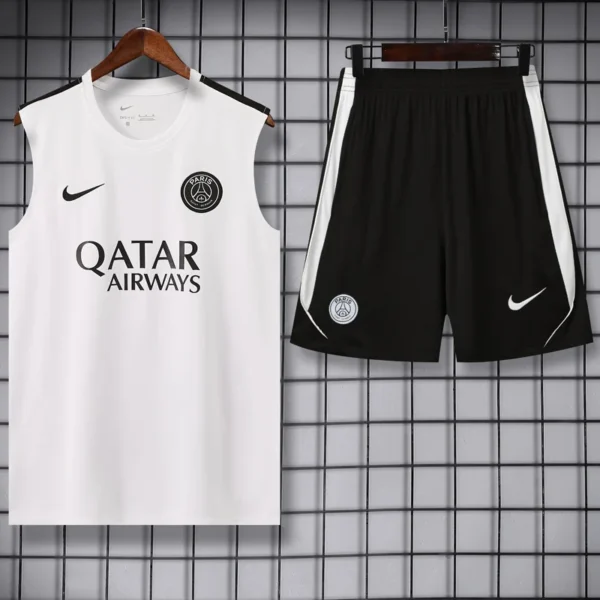 PSG 2026/27 White Sleeveless Shorts - Front View PSG 2026/27 White Sleeveless Shorts - Front View | KFCOOL