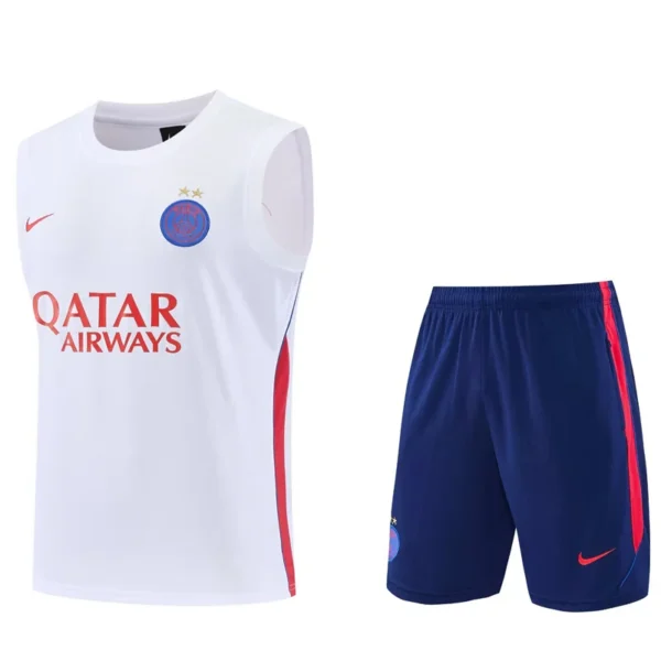 PSG 2026/27 White Blue Sleeveless Shorts - Front View | KFCOOL