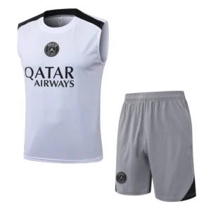 PSG 2026/27 White Grey Sleeveless Shorts - Front View | KFCOOL