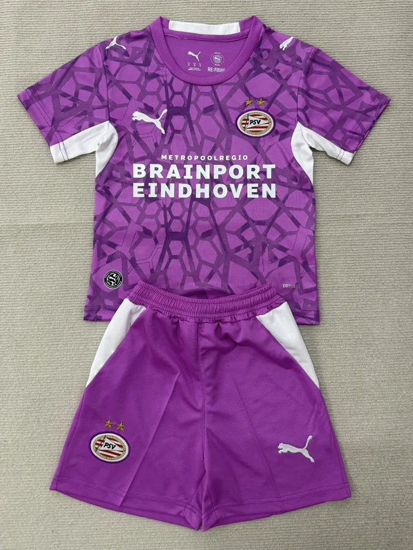 PSV Eindhoven 2026/27 Goalkeeper Purple Kids Kit Fan Version - Front View | KFCOOL
