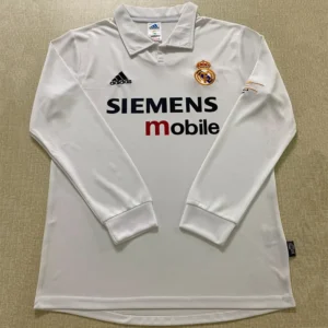 Real Madrid 2002/03 Retro Home Long Sleeve Jersey Fan Version - Front View | KFCOOL