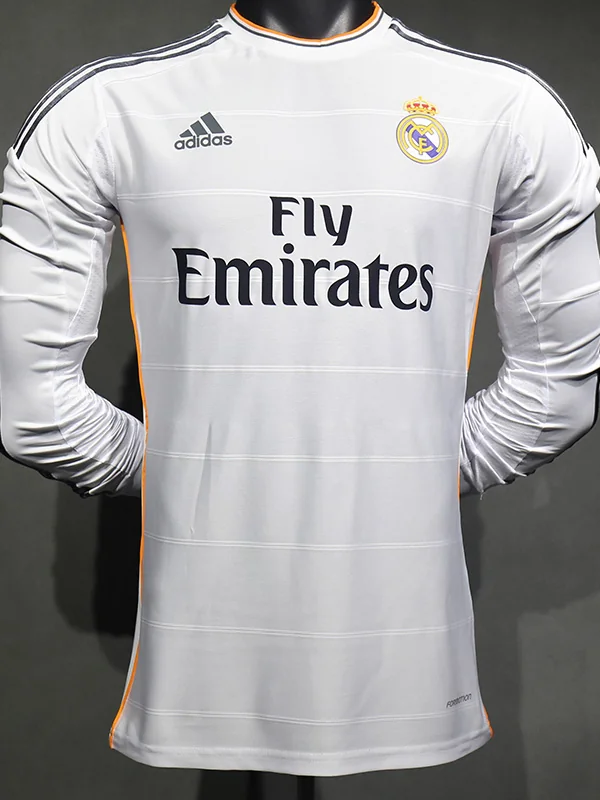 Real Madrid 2013/14 Retro Home Long Sleeve Jersey Player Version - Front View | KFCOOL