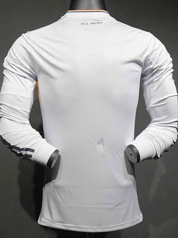 Real Madrid 2013/14 Retro Home Long Sleeve Jersey Player Version - Back View | KFCOOL