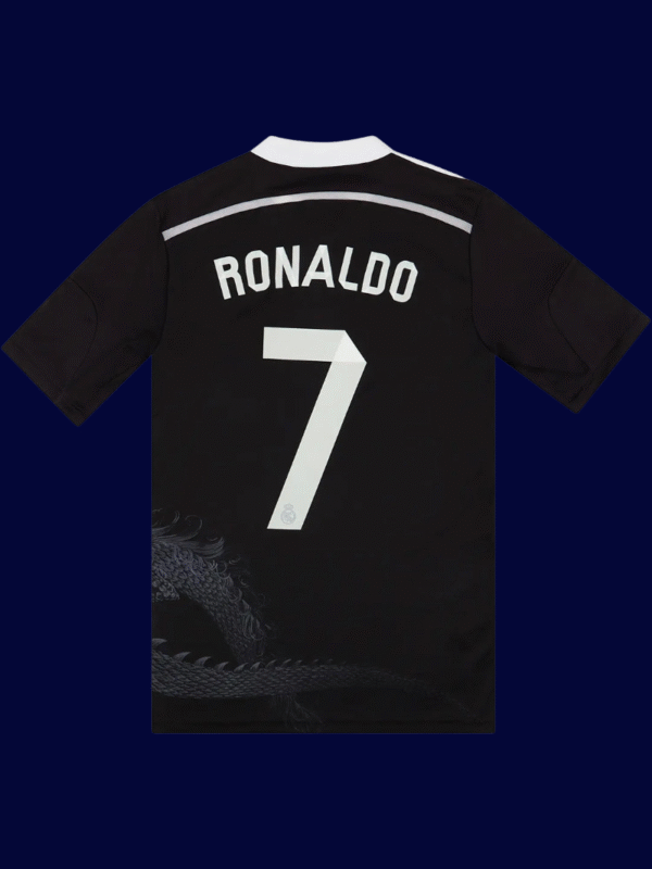 Cristiano Ronaldo #7 Real Madrid 2014/15 Retro Third Jersey Fan Version - Back View Cristiano Ronaldo #7 Real Madrid 2014/15 Retro Third Jersey Fan Version - Back View | KFCOOL